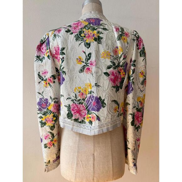 Vintage 1980s Floral Cropped Jacket - Picture 4 of 6